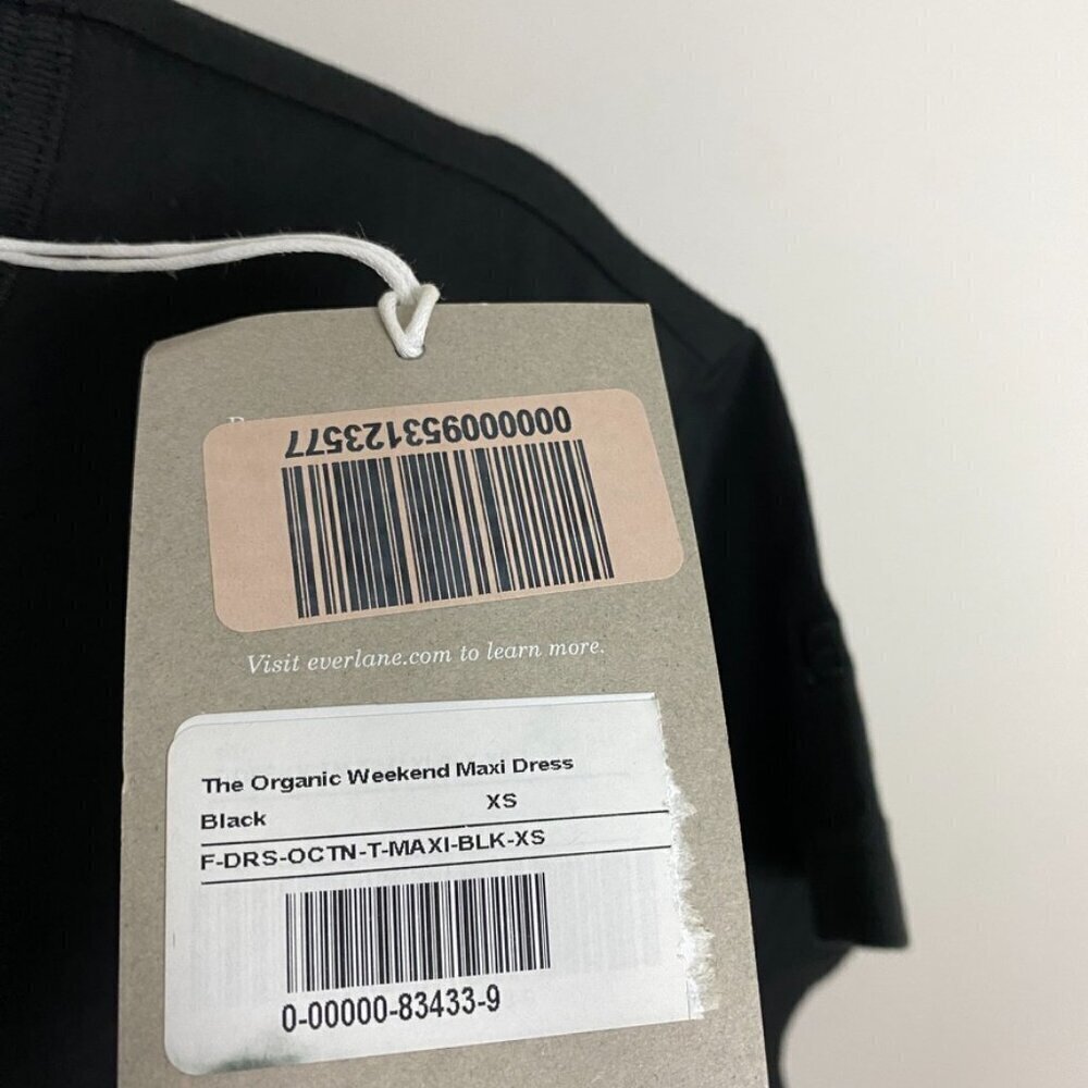 Everlane The Organic Weekend Maxi Dress T Shirt Womens XS Black - Picture 4 of 6